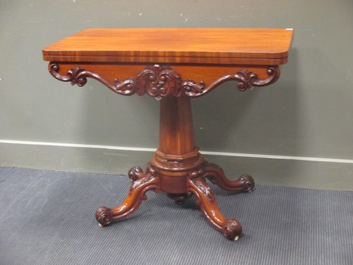 Lot 412 - A William IV mahogany card table on chamfered...