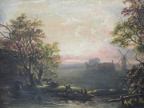 Lot 273 - 19th century oil on board 'The Ferry man at...