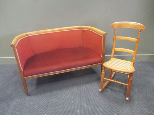 Lot 369 - A 19th century inlaid settee, 127cm wide;...