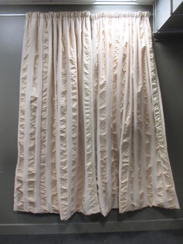 Lot 471 - A pair of verticle striped cream coloured...