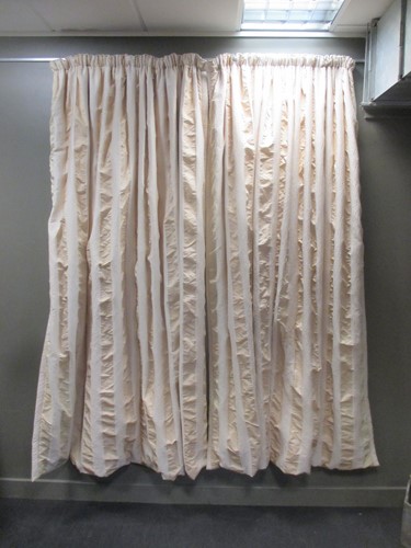Lot 472 - A pair of verticle striped cream coloured...