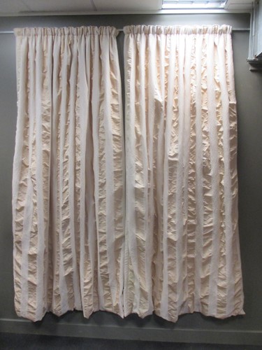 Lot 473 - A pair of verticle striped cream coloured...
