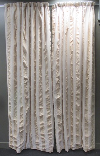 Lot 474 - A pair of verticle striped cream coloured...