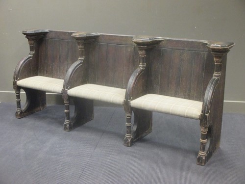 Lot 477 - A 19th century Gothic oak three seated divided...
