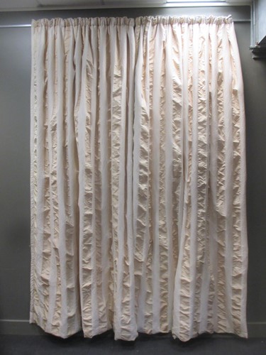 Lot 475 - A pair of verticle striped cream coloured...