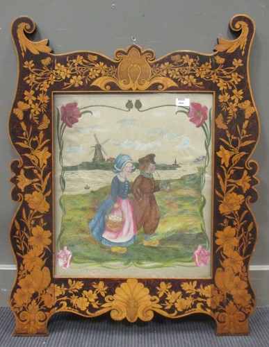 Lot 484 - A Dutch firescreen, the border decorated with...