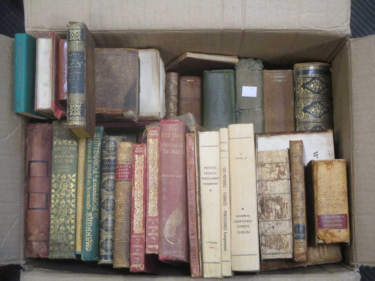 Lot 472 - Box of assorted books, many in worn condition,...