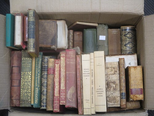 Lot 472 - Box of assorted books, many in worn condition,...