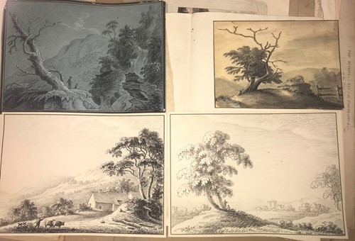 Lot 2 - Four charcoal or chalk landscape drawings