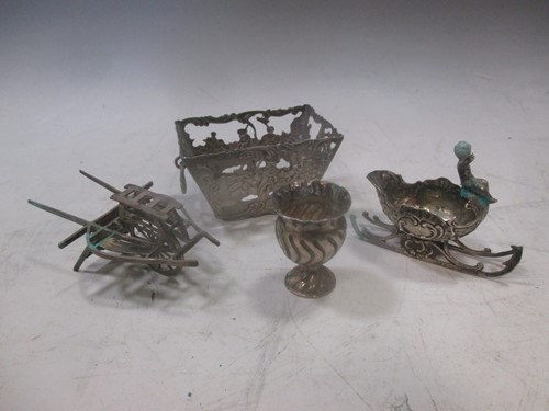 Lot 192 - Four continental metalwares miniature items; a...