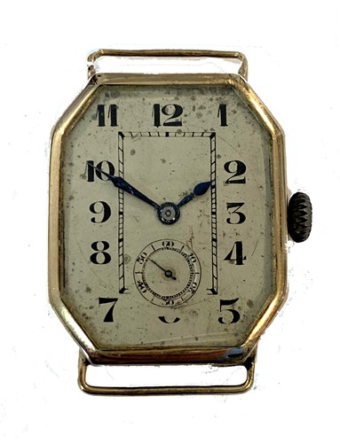 Lot 287 - Unsigned - A gentleman's 9ct gold Art Deco wristwatch head