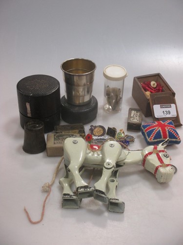 Lot 139 - A miniature stained ivory chess set, a...