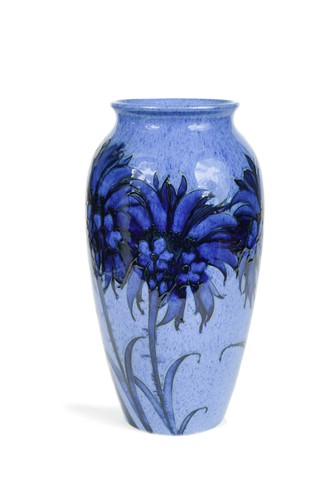 Lot 12 - A large Moorcroft Powder Blue Cornflower pattern vase, circa 1920