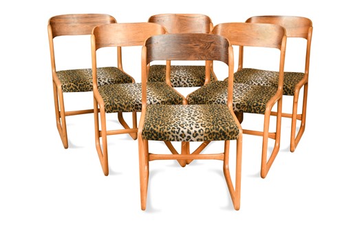 Lot 177 - Emile & Walter Baumann, a set of six Indian rosewood Traineau or sledge chairs, circa 1960s