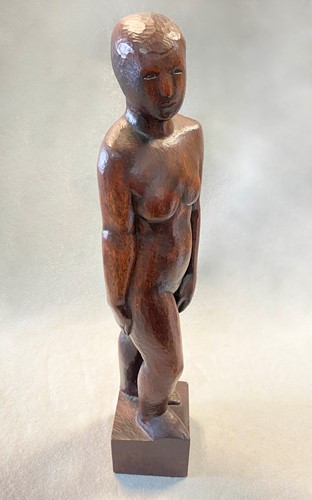 Lot 47 - Attributed to René Baumer (French, 1906–1982), a carved wood nude figure