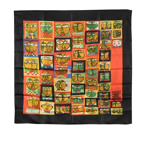 Lot 80 - A Friedensreich Hundertwasser '99 Heads' silk scarf