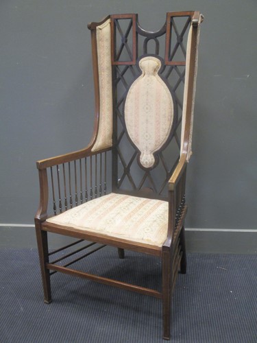 Lot 338 - A mahogany intricate design upright armchair,...