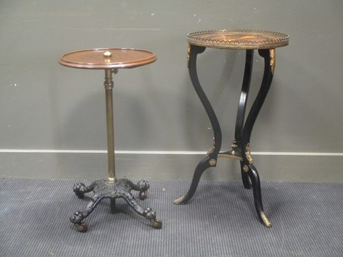 Lot 649 - Two circular stands, one with inlaid top on...