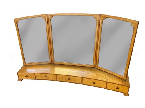 Lot 198 - Edward Barnsley, an obeche veneer and solid idigbo dressing table mirror, circa 1969