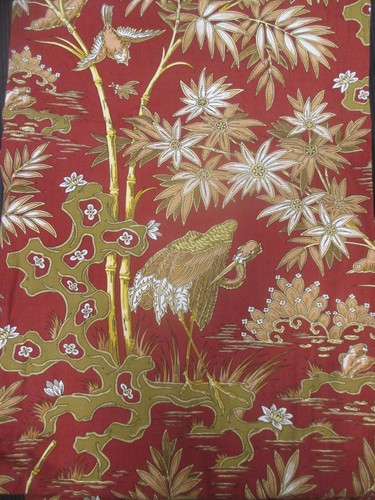 Lot 443 - One pair of self-lined French headed curtains,...