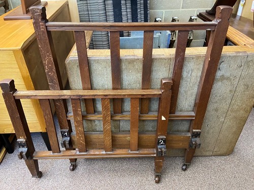 Lot 485 - A Heal's oak single bed frame, circa 1900