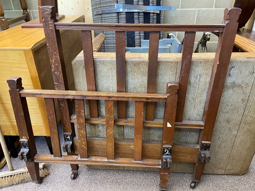 Lot 485 - A Heal's oak single bed frame, circa 1900