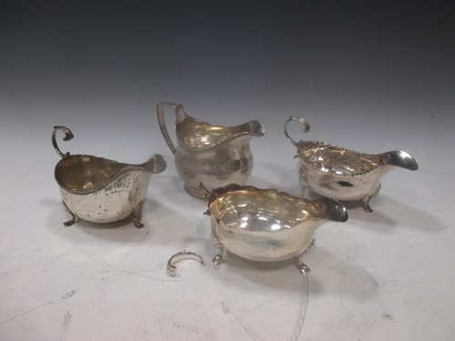 Lot 190 - Three silver sauce boats (2 A/F) and a silver...