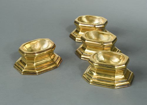 Lot 425 - A set of four Victorian Britannia silver gilt trencher salts