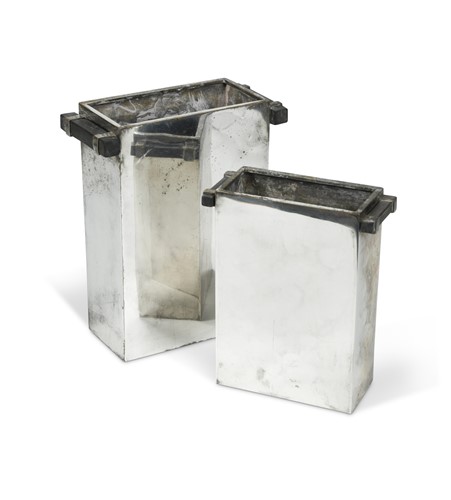 Lot 88 - Maison Desny, Paris, two graduated silver plated vases, circa 1930