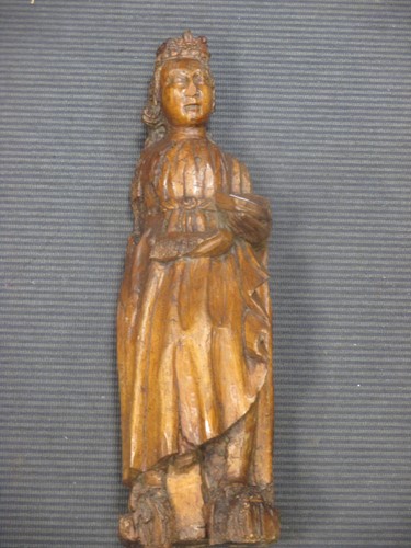 Lot 138 - A carved lime wood saint, 17th century, 68cm high