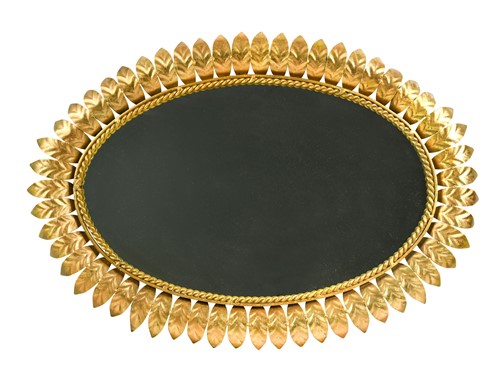 Lot 272 - A large mid-century gilt metal oval sunburst mirror