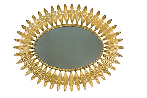 Lot 190 - A very large mid-century gilt metal sunburst mirror