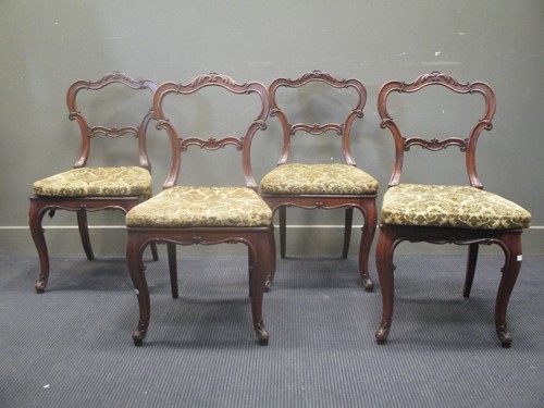 Lot 416 - A set of four 19th century rosewood chairs,...