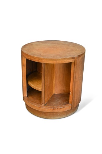 Lot 153 - Georges Champion (French, 1889-1940), an Art Deco sycamore revolving drinks table, circa 1930