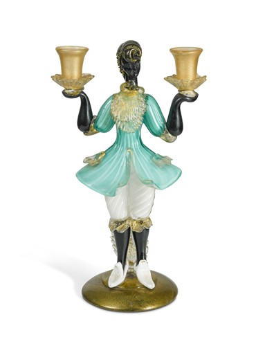 Lot 5 - Attributed to Barovier & Toso, a Murano glass figural candlestick