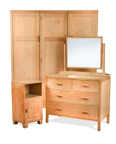 Lot 139 - Attributed to Heal's, a limed oak part bedroom suite, circa 1930