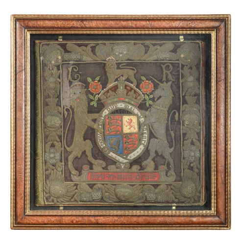 Lot 460 - A rare embroidered Chancellor's burse front, 17th and later