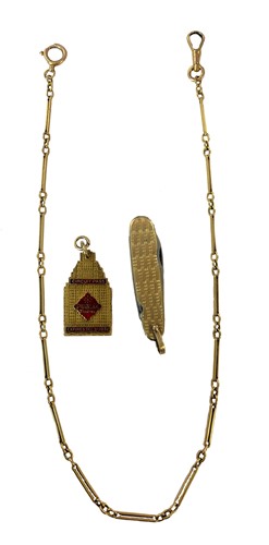 Lot 295 - A fancy link watch chain with two attachments