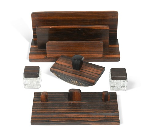 Lot 89 - An Art Deco coromandel desk set