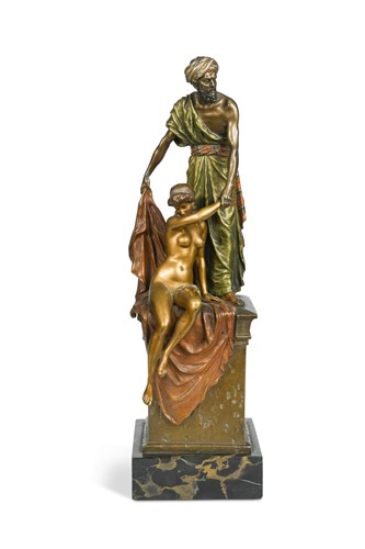Lot 44 - Attributed to Bergman, a cold painted bronze model of an Arab Slave Trader