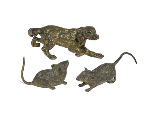 Lot 71 - Attributed to Bergman, two cold painted bronze...
