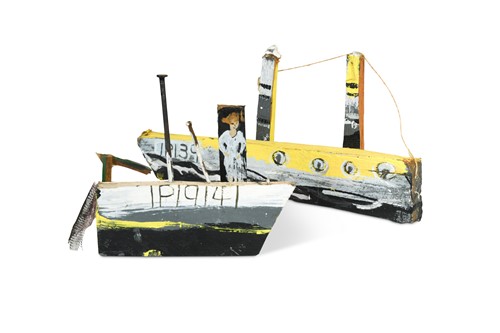 Lot 66 - Tessa Newcomb (British, born 1955), two carved and polychrome painted model boats