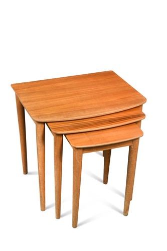 Lot 179 - A mid-century zebrano nest of three tables