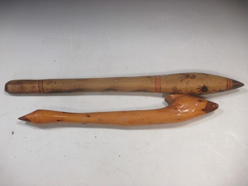 Lot 144 - two wooden clubs possibly from New Zealand