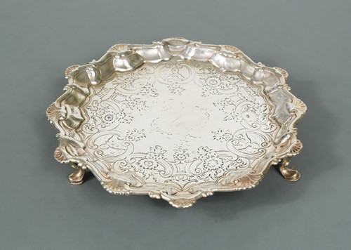 Lot 391 - A George II silver waiter