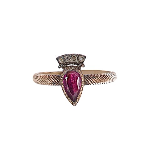 Lot 69 - A Georgian garnet and diamond ring