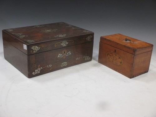 Lot 21 - A George III fruitwood tea caddy, 18cm wide,...
