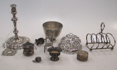 Lot 172 - An early 20th century small silver taper stick,...