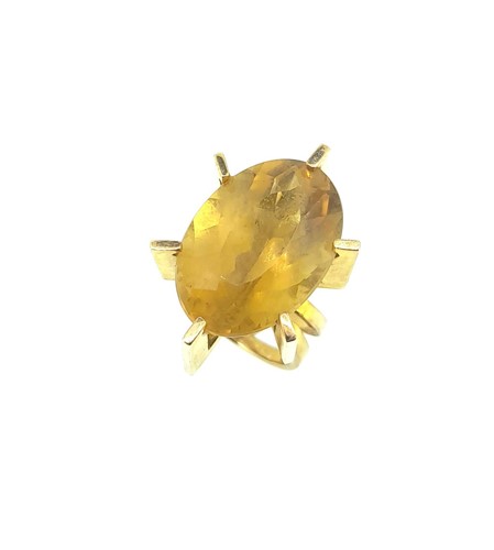 Lot 52 - A large oval citrine dress ring