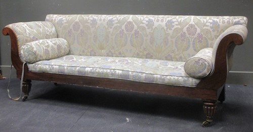 Lot 318 - William IV mahogany frame sofa with lyre...